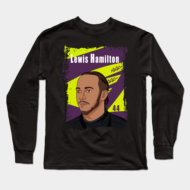 Lewis Hamilton Illustration Tribute Long Sleeve T-Shirt by Mandra